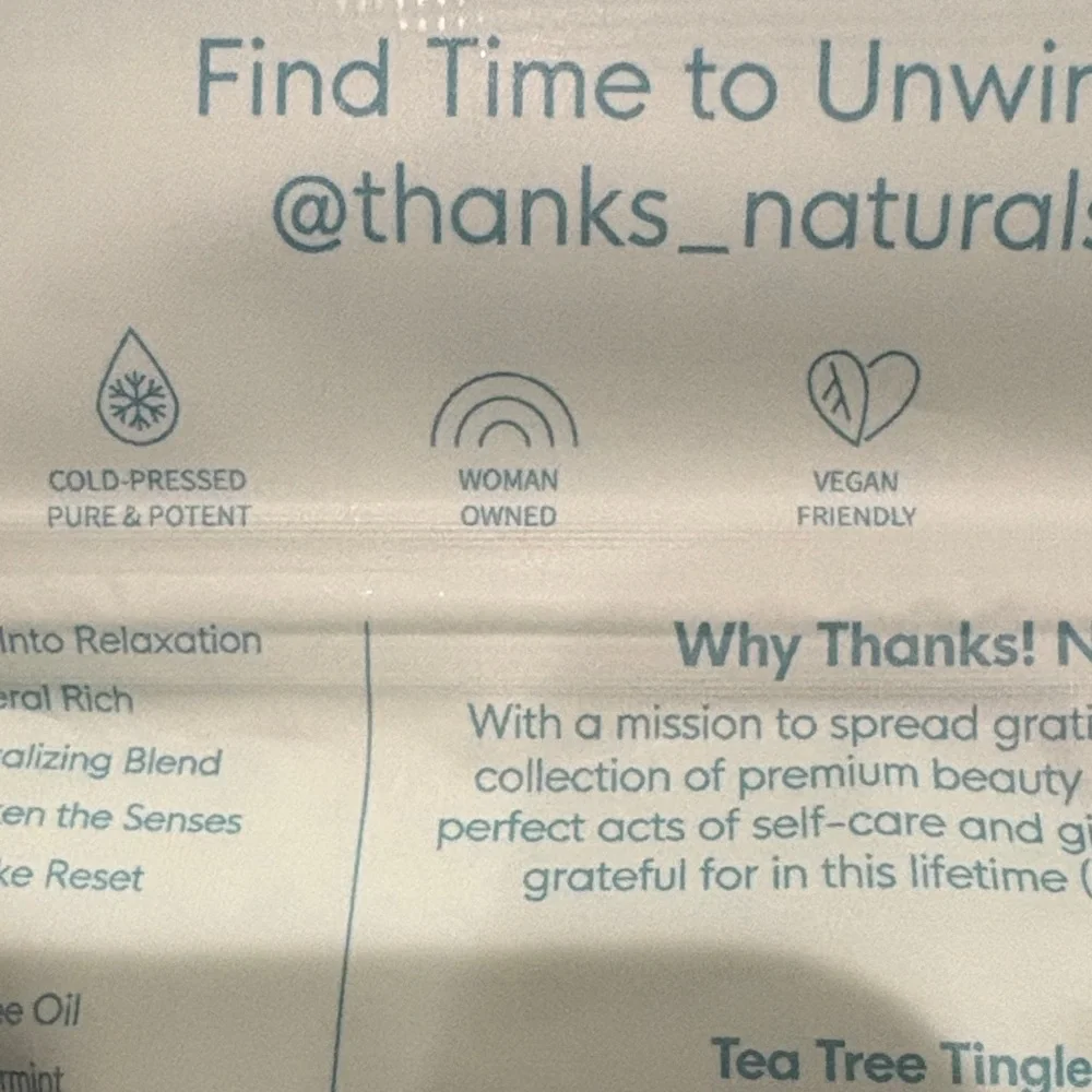 Thanks Naturals Tea Tree Tingle Bath Fizz 4oz 100% Natural and Vegan